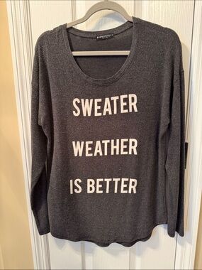 Signorelli Charcoal Crewneck Pullover with White Text